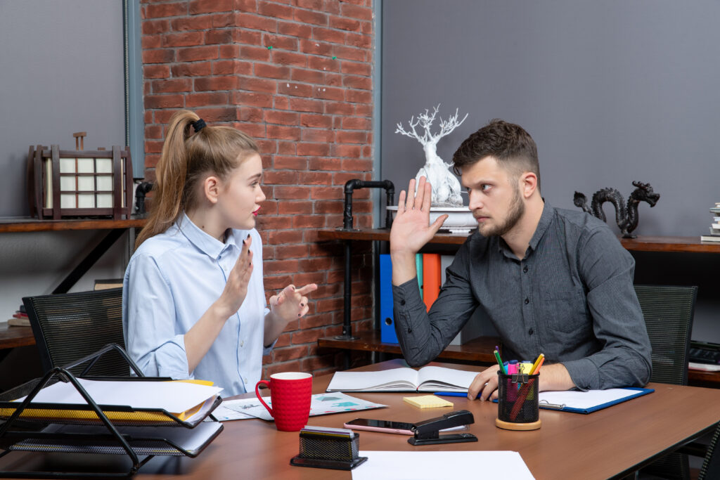 two people arguing about leadership success