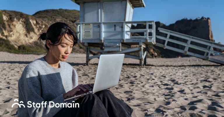 Digital Nomad working at the beach